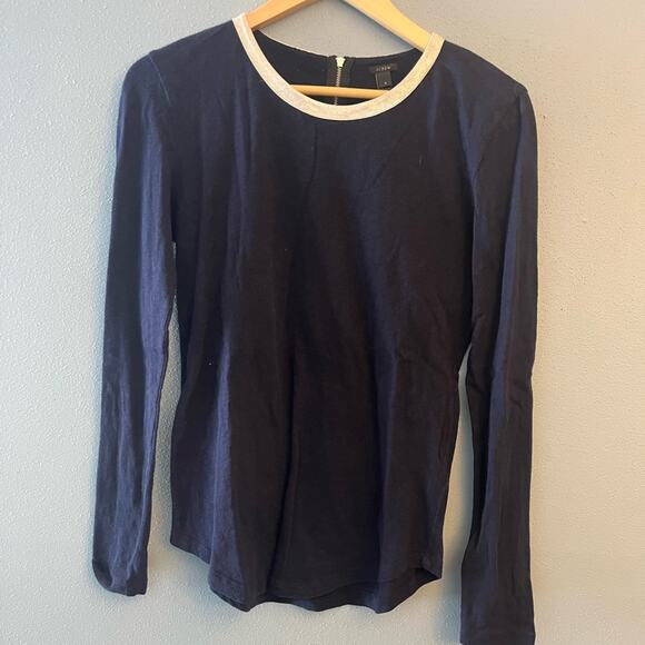 J. Crew Sweater Knit Top with Leather Trim - Picture 1 of 4